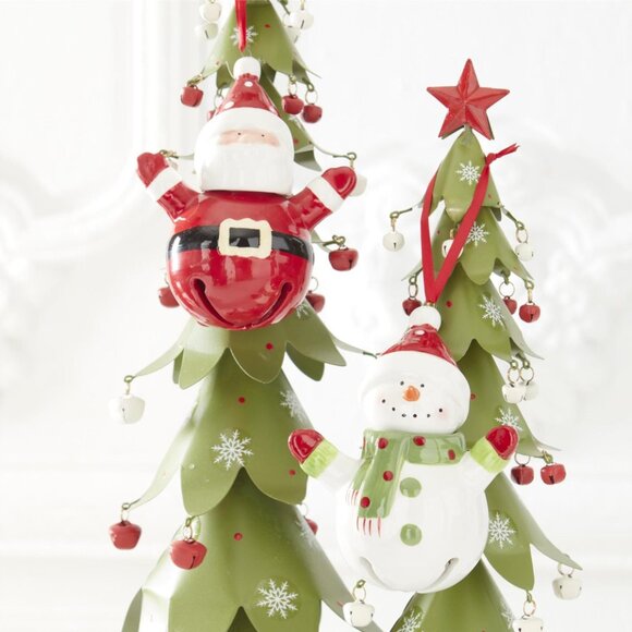 Santa or Snowman Ceramic Bell Ornaments - Picture 3 of 8